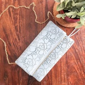 Light Blue Faux Leather Purse